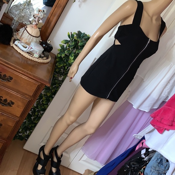 black zipper front cut out sides wide strap tunic tank top S M - Picture 5 of 16